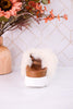 Hearsay Ivory Fur Slides - Whiskey Skies - CORKYS FOOTWEAR