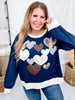 Heart Applique Sweatshirt W/ Contrasting Rib Trim - Whiskey Skies - ODDI