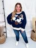 Heart Applique Sweatshirt W/ Contrasting Rib Trim - Whiskey Skies - ODDI