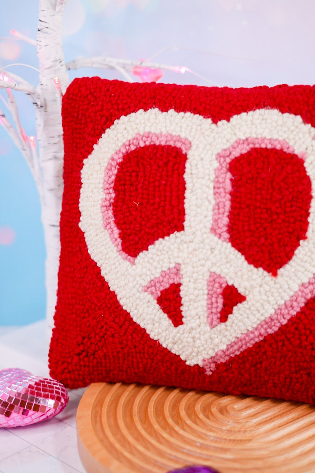 Heart Peace Sign Anchor Hook Pillow - Whiskey Skies - PEKING HANDICRAFT