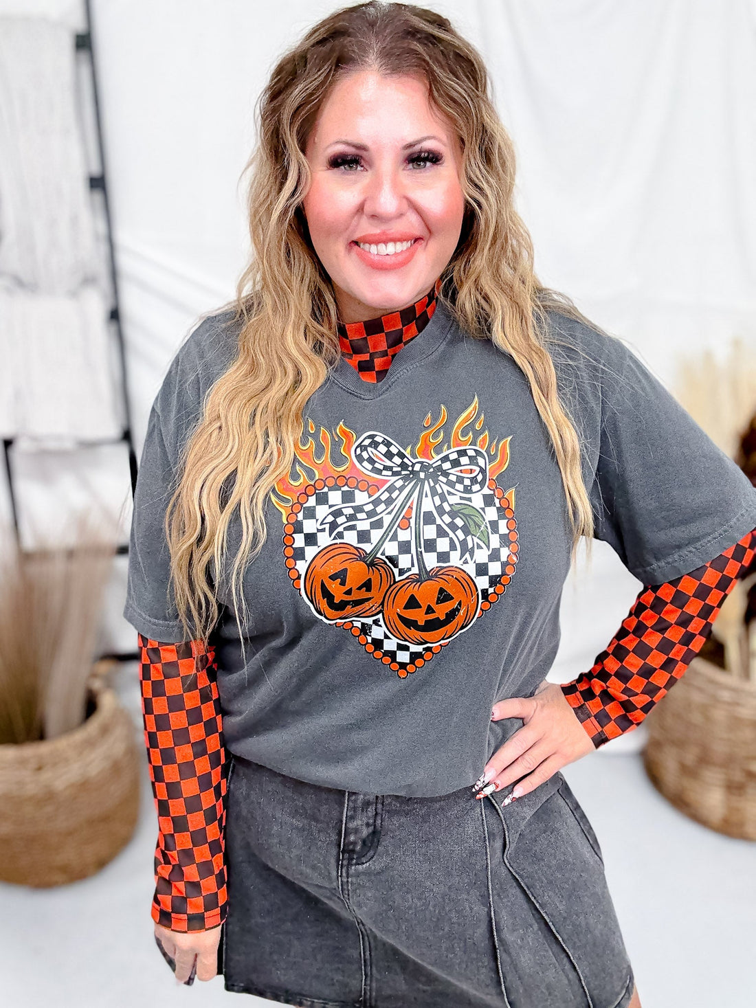 Heart Pumpkin Flames Halloween Graphic T-Shirt - Whiskey Skies - THE LATTIMORE CLAIM