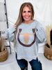Heather Gray Cow Skull & Horseshoe Sweatshirt - Whiskey Skies - ODDI