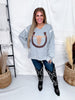 Heather Gray Cow Skull & Horseshoe Sweatshirt - Whiskey Skies - ODDI