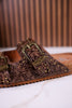 "Heidi" Brown Floral Embossed Sandals With Western Style Buckles - Whiskey Skies - VERY G