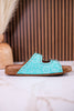 "Heidi" Turquoise Floral Embossed Sandals With Western Style Buckles - Whiskey Skies - VERY G
