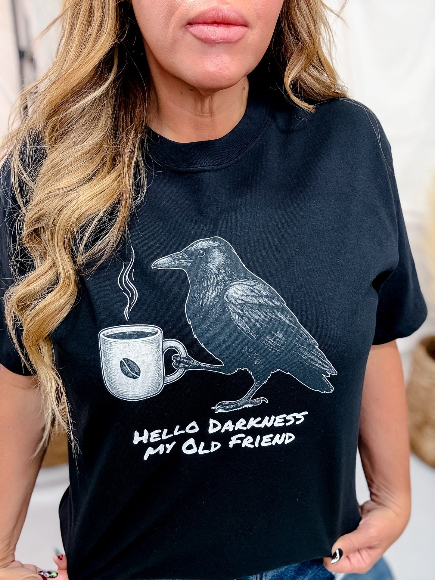 Hello Darkness My Old Friend Short Sleeve Graphic Tee - Whiskey Skies - GLAIME