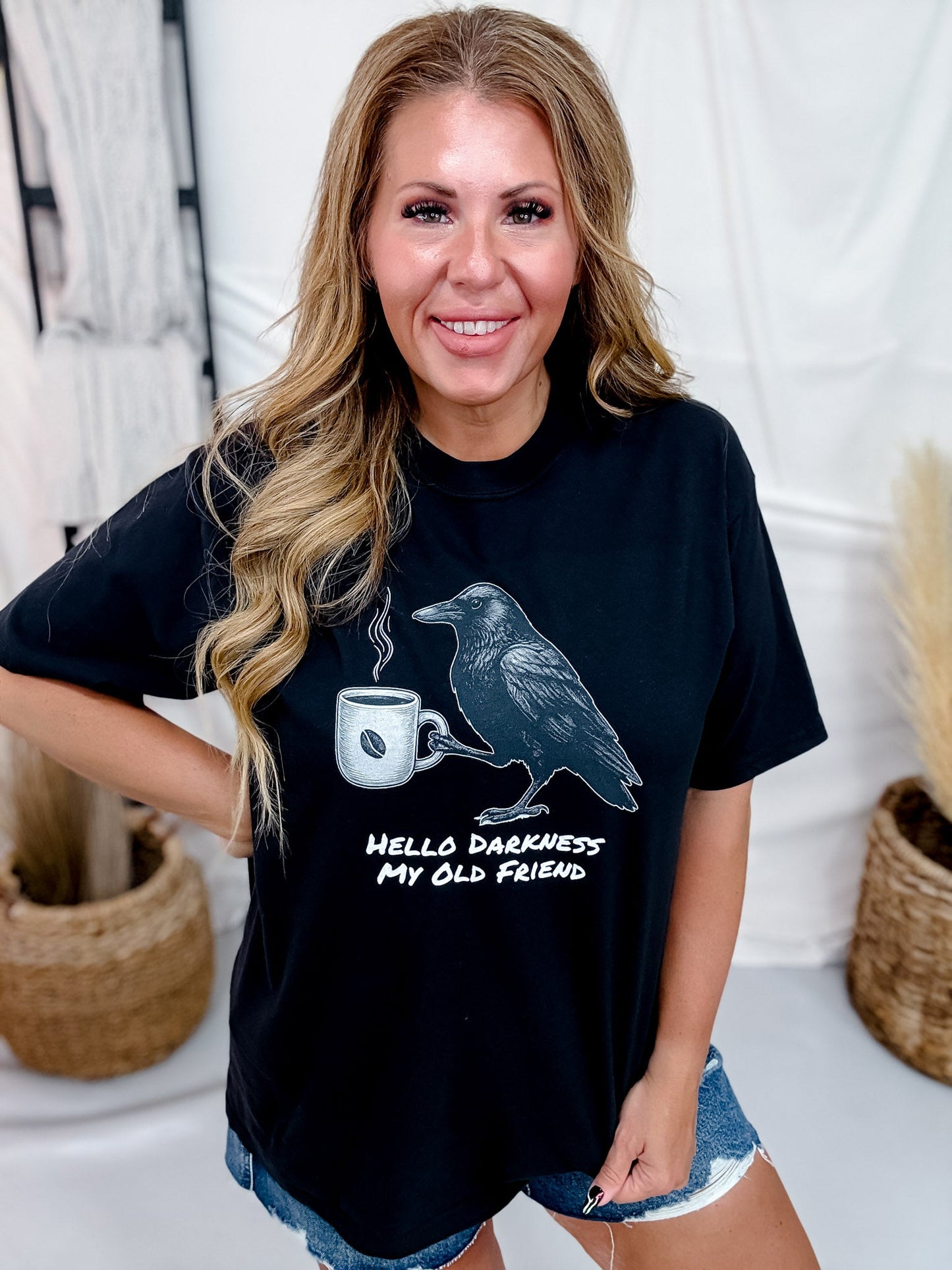 Hello Darkness My Old Friend Short Sleeve Graphic Tee - Whiskey Skies - GLAIME