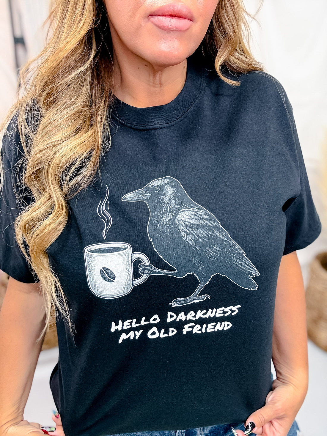Hello Darkness My Old Friend Short Sleeve Graphic Tee - Whiskey Skies - GLAIME