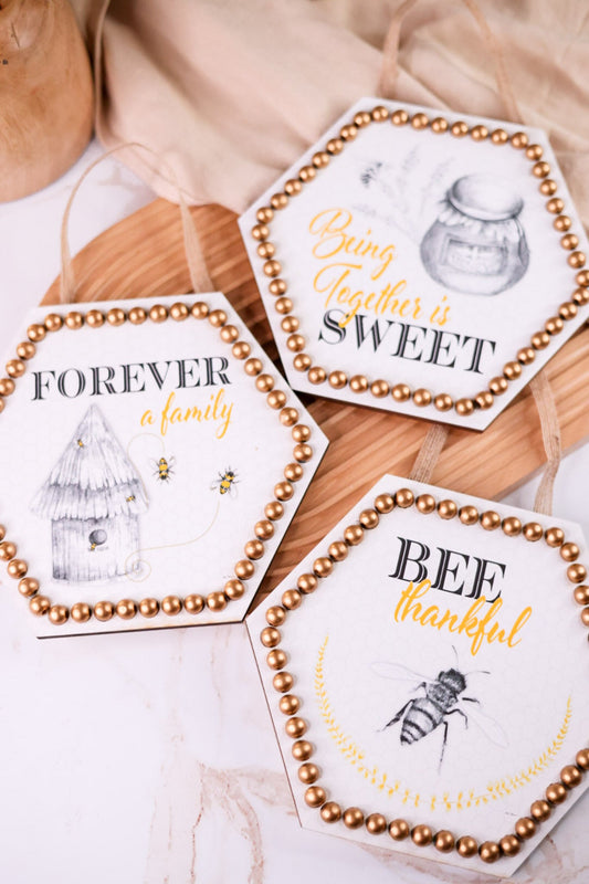 Hexagonal Bee Themed Wall Art (3 Styles) - Whiskey Skies - TRANSPAC