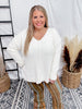 Hi - Lo Long Sleeve Oatmeal Sweater - Whiskey Skies - WHITE BIRCH