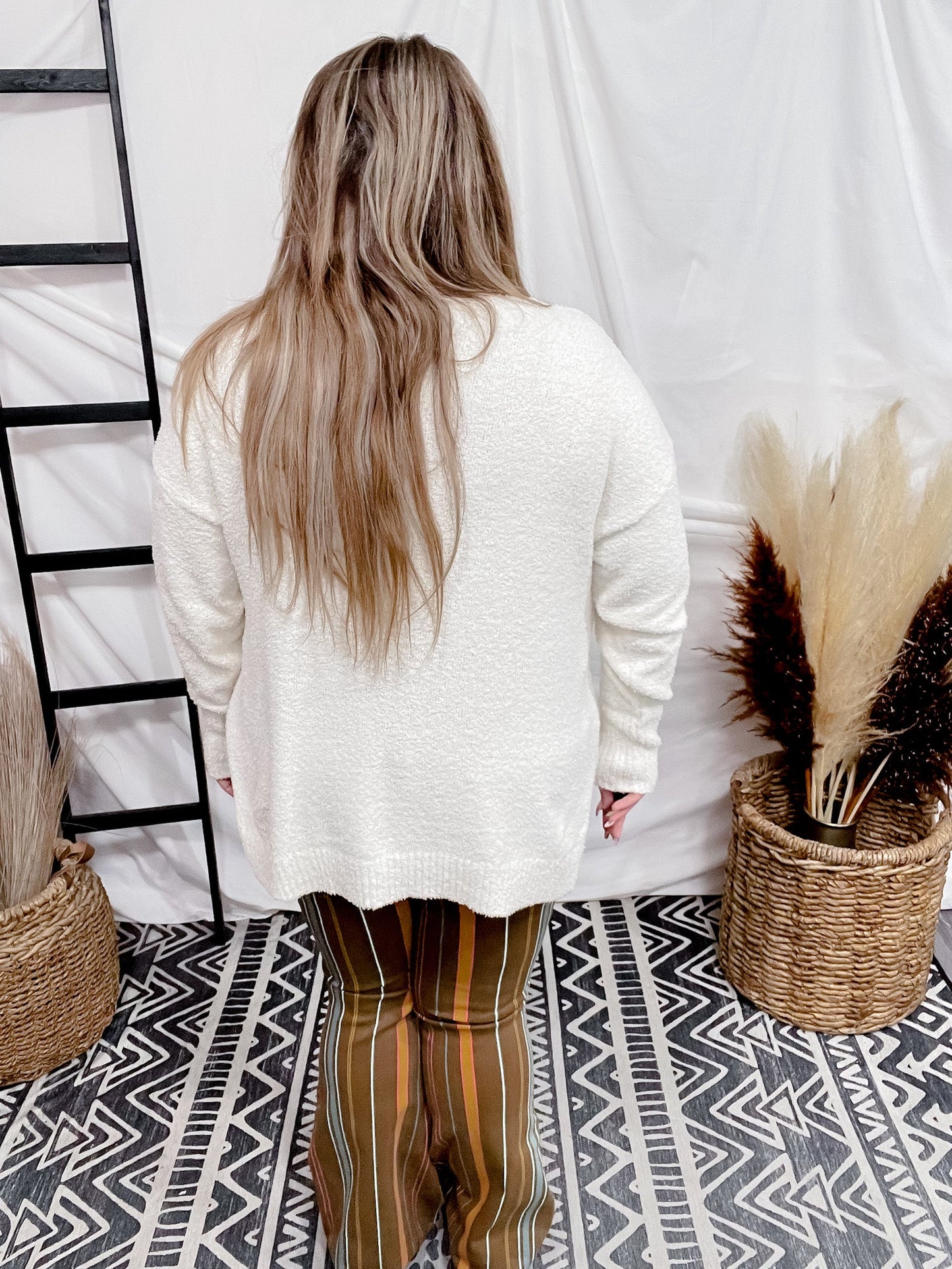 Hi - Lo Long Sleeve Oatmeal Sweater - Whiskey Skies - WHITE BIRCH