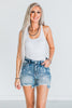 High - Rise Star Print Cut Off Distressed Judy Blue Denim Shorts - Whiskey Skies - JUDY BLUE