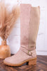 High There Taupe Boots with Buckle Detail - Whiskey Skies - CORKYS FOOTWEAR