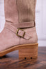 High There Taupe Boots with Buckle Detail - Whiskey Skies - CORKYS FOOTWEAR