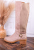 High There Taupe Boots with Buckle Detail - Whiskey Skies - CORKYS FOOTWEAR