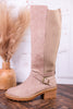 High There Taupe Boots with Buckle Detail - Whiskey Skies - CORKYS FOOTWEAR