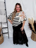 High - Waist Black Knit Skirt W/ Elastic Waist - Whiskey Skies - WHITE BIRCH