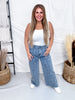 High Waist Cherry Print Denim Wide Straight Leg Jeans - Whiskey Skies - EASEL