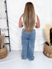 High Waist Cherry Print Denim Wide Straight Leg Jeans - Whiskey Skies - EASEL