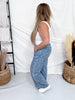 High Waist Cherry Print Denim Wide Straight Leg Jeans - Whiskey Skies - EASEL