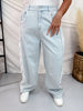 High Waist Floral Lace Trimmed Light Denim Baggy Jeans - Whiskey Skies - DAVI & DANI