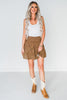 High - Waist Leopard Knit Skirt W Smoked Waist - Whiskey Skies - WHITE BIRCH