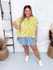 High Waist Pleated Hem Denim Skirt - Whiskey Skies - WHITE BIRCH