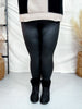 High - Waist Solid Black Leggings W/ Wide Yoga Waistband - Whiskey Skies - WHITE BIRCH