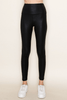 High - Waist Solid Black Leggings W/ Wide Yoga Waistband - Whiskey Skies - WHITE BIRCH