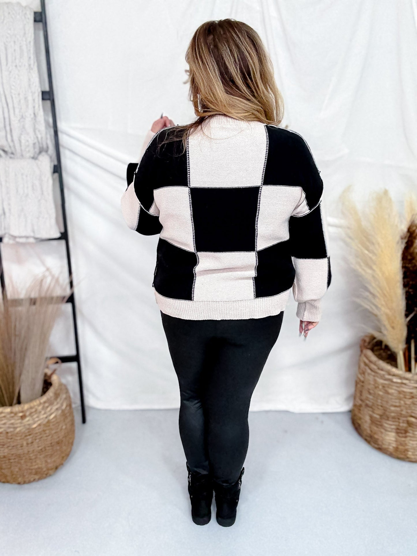 High - Waist Solid Black Leggings W/ Wide Yoga Waistband - Whiskey Skies - WHITE BIRCH