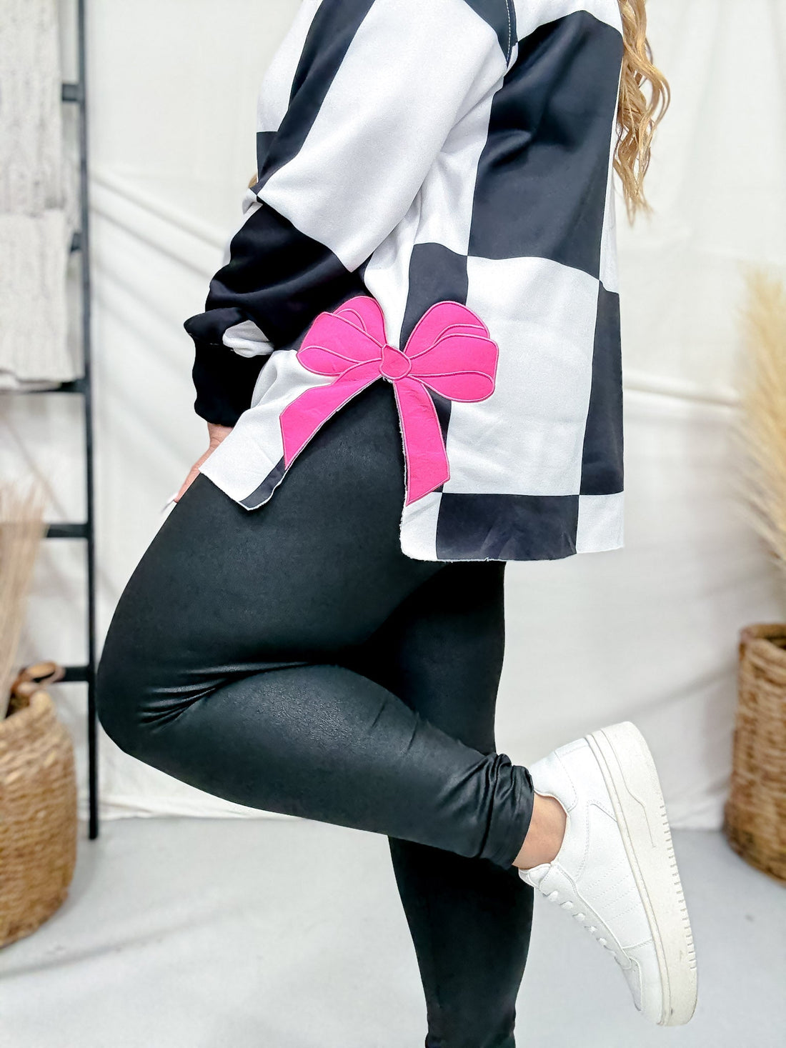 High - Waist Solid Black Leggings W/ Wide Yoga Waistband - Whiskey Skies - WHITE BIRCH