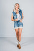 High Waist Tummy Control Shearling Lined Shorts - Whiskey Skies - JUDY BLUE