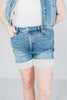 High Waist Tummy Control Shearling Lined Shorts - Whiskey Skies - JUDY BLUE