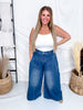 High Waist Wide Leg Jeans With Angled Panels - Whiskey Skies - DAVI & DANI