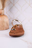 Hit The Strip Sandals With Leopard Straps & Gold Accents - Whiskey Skies - CORKYS FOOTWEAR