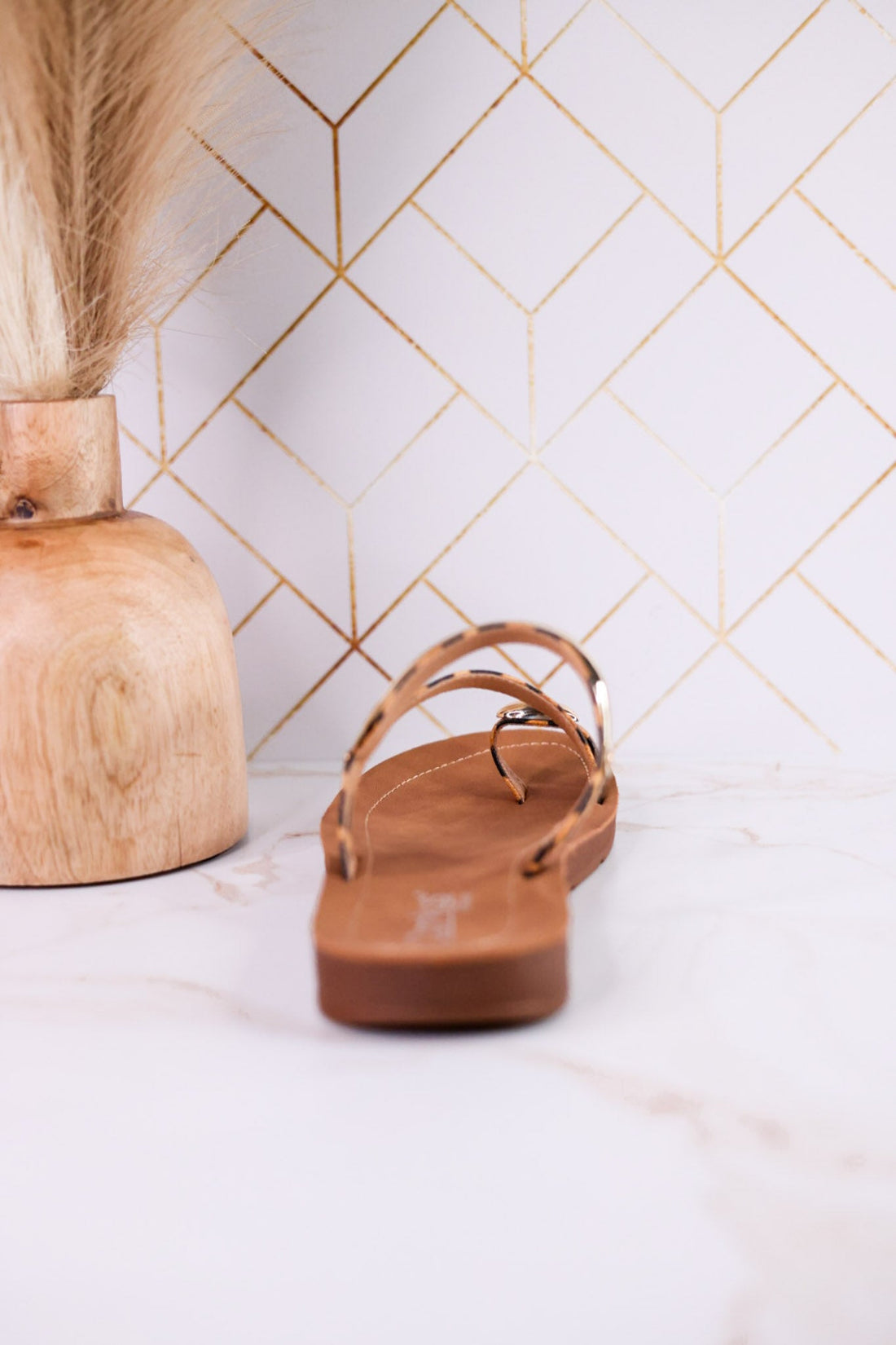 Hit The Strip Sandals With Leopard Straps & Gold Accents - Whiskey Skies - CORKYS FOOTWEAR