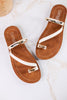 Hit The Strip Sandals With White Straps & Gold Accents - Whiskey Skies - CORKYS FOOTWEAR