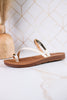 Hit The Strip Sandals With White Straps & Gold Accents - Whiskey Skies - CORKYS FOOTWEAR