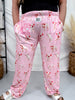 "Hogs & Kisses" Pink Loungewear Pig Print Pants - Whiskey Skies - BRIEF INSANITY