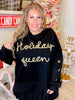 Holiday Queen Black Sweater with Gold Snowflakes - Whiskey Skies - ODDI