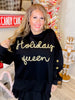 Holiday Queen Black Sweater with Gold Snowflakes - Whiskey Skies - ODDI