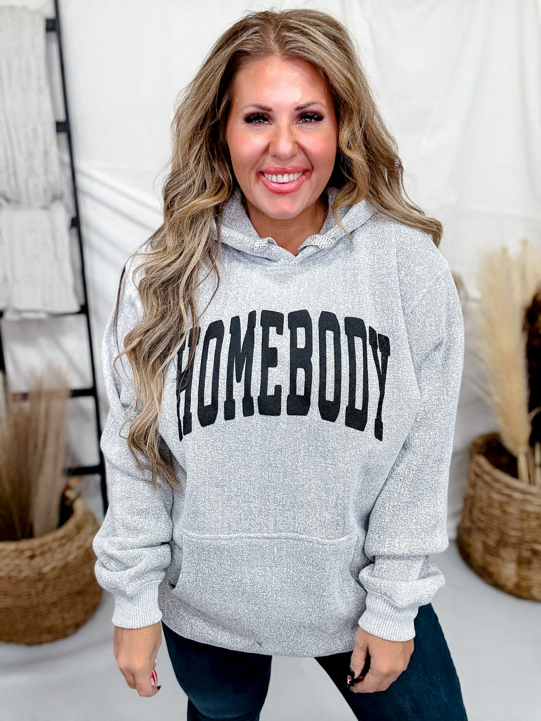 Homebody Gray Knit Hoodie - Whiskey Skies - SOUTHERN BLISS COMPANY