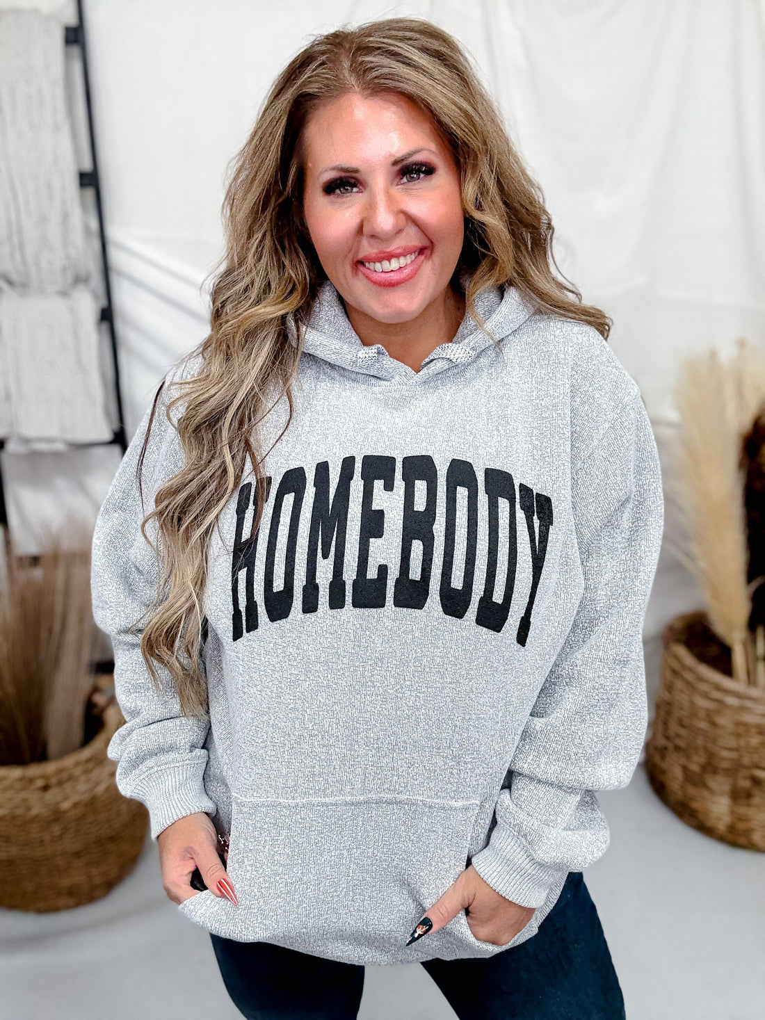 Homebody Gray Knit Hoodie - Whiskey Skies - SOUTHERN BLISS COMPANY