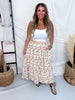 Honey Grove Textured Midi Skirt With Elastic Waist - Whiskey Skies - MIKAROSE