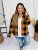 Hooded Orange and Black Plaid Button Down Top - Whiskey Skies - DNA COUTURE