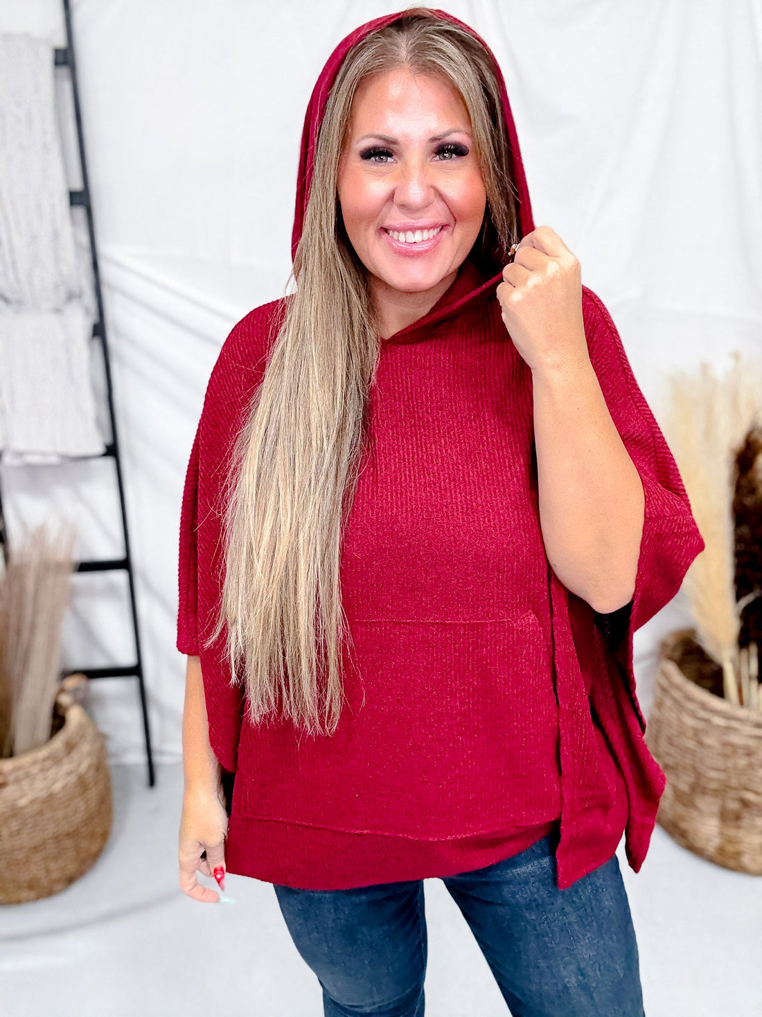 Hooded Poncho Style Sweater Top (7 Colors) - Whiskey Skies - DEAR SCARLETT