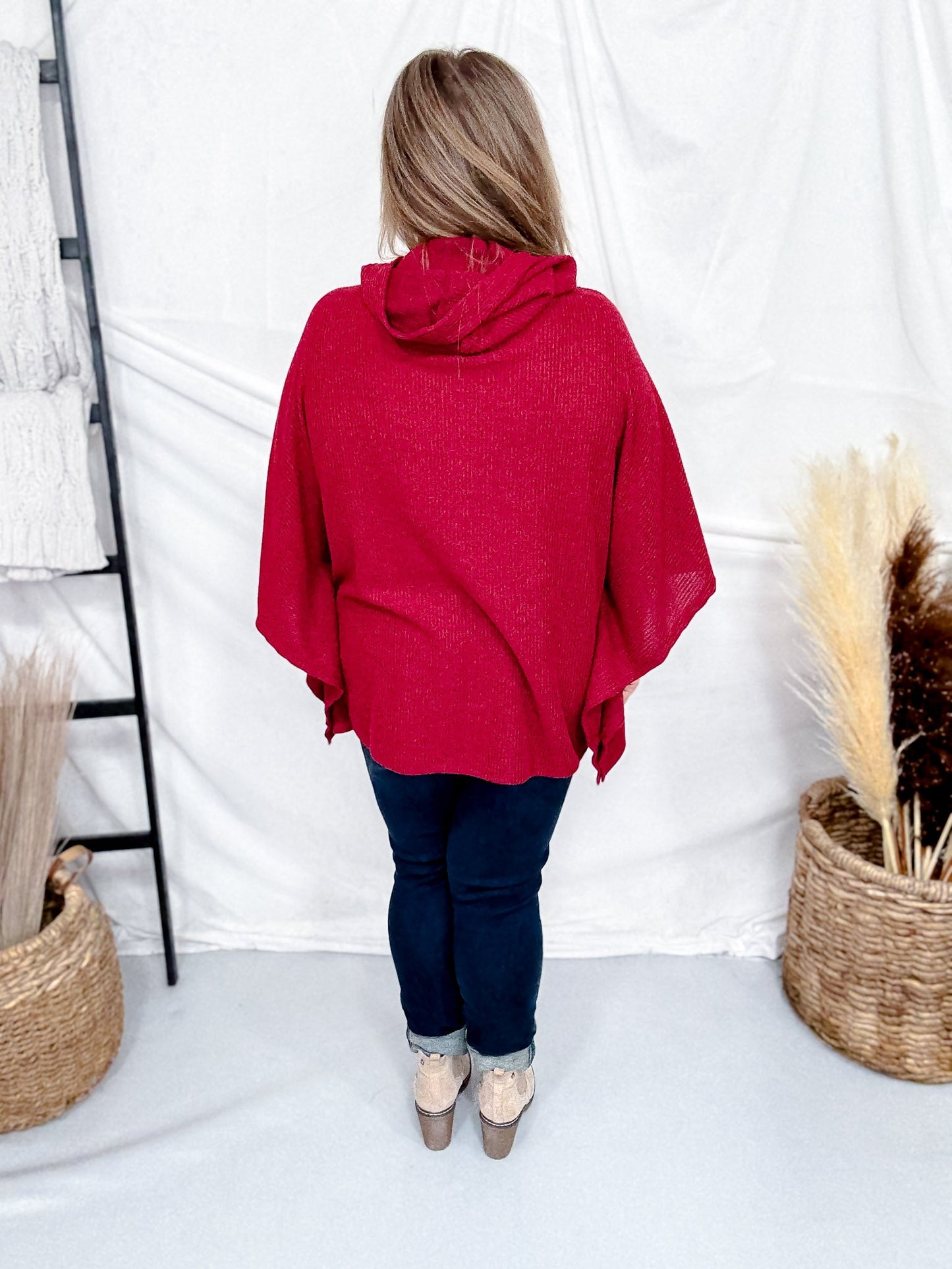 Hooded Poncho Style Sweater Top (7 Colors) - Whiskey Skies - DEAR SCARLETT