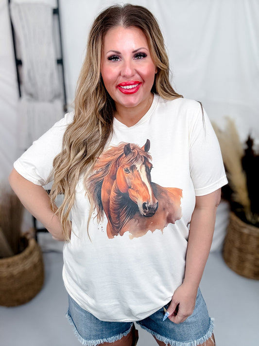 Horse Lover Graphic Tee in Cream - Whiskey Skies - PAR.TEES BY PARTY ON!