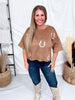 Horseshoe Patch Faux Suede Top - Whiskey Skies - HAYDEN