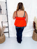 Hot Orange Bubble Hem Tank Top - Whiskey Skies - WHITE BIRCH